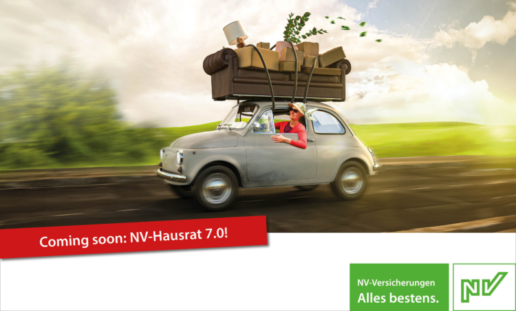 Animation, Fahrzeug mit Möbeln auf dem Dach