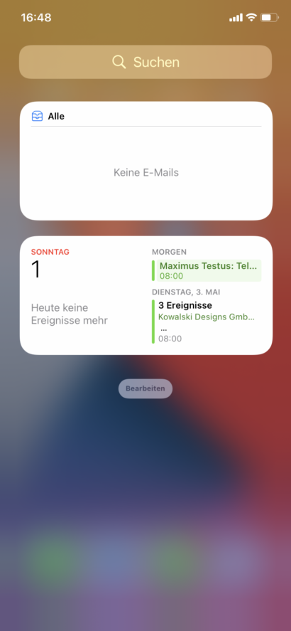 Screenshot eines Kalenders